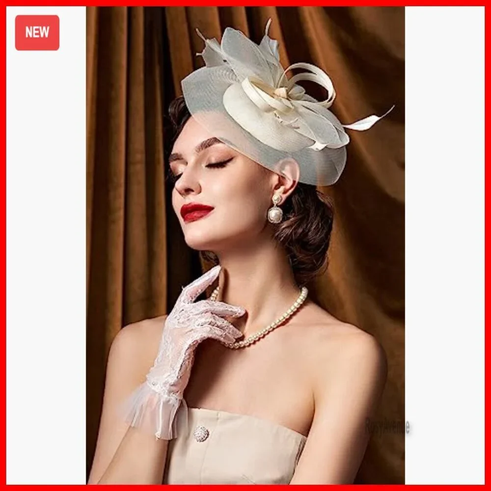 Women's Fascinator Hat with Feathers for Wedding Tea Party Derby